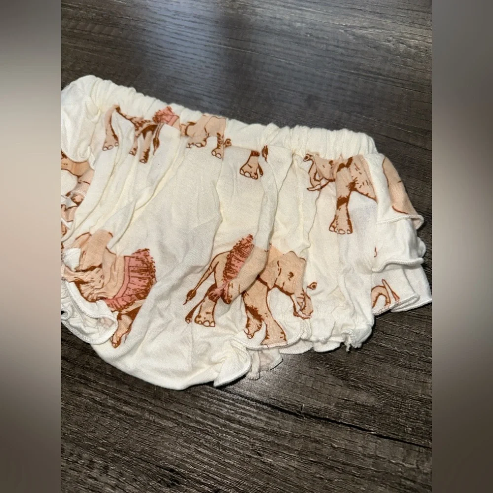 MILKBARN Bamboo Elephant Ruffle Bloomers Baby Girl 3-6 Months Diaper Cover NEW